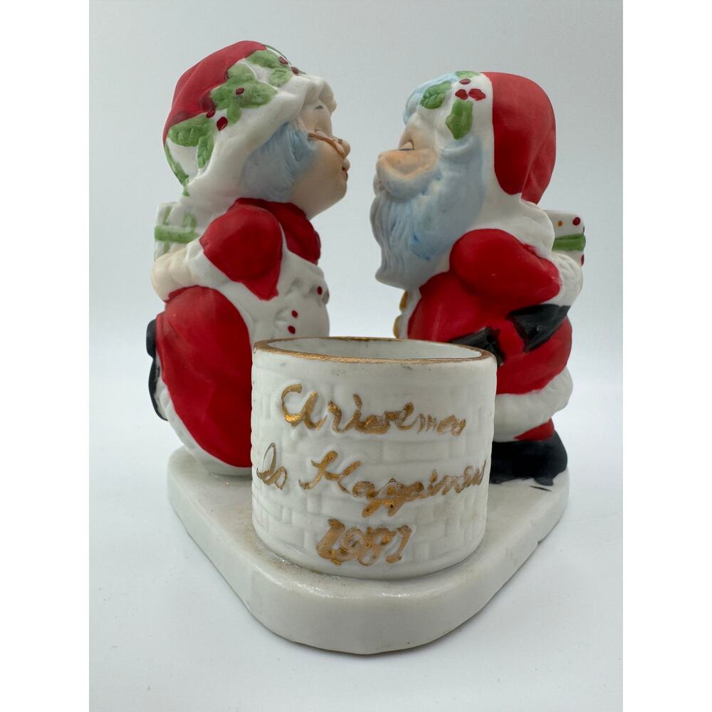 Vintage Jasco 1980 Christmas Is Happiness Santa & Mrs. Claus Figurine‎ 5” Taiwan